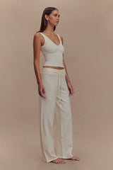 Natalya Ribbed Knit Cami Top - Ivory