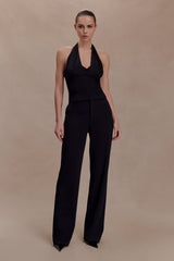 Cressida Crepe Halter Top - Black