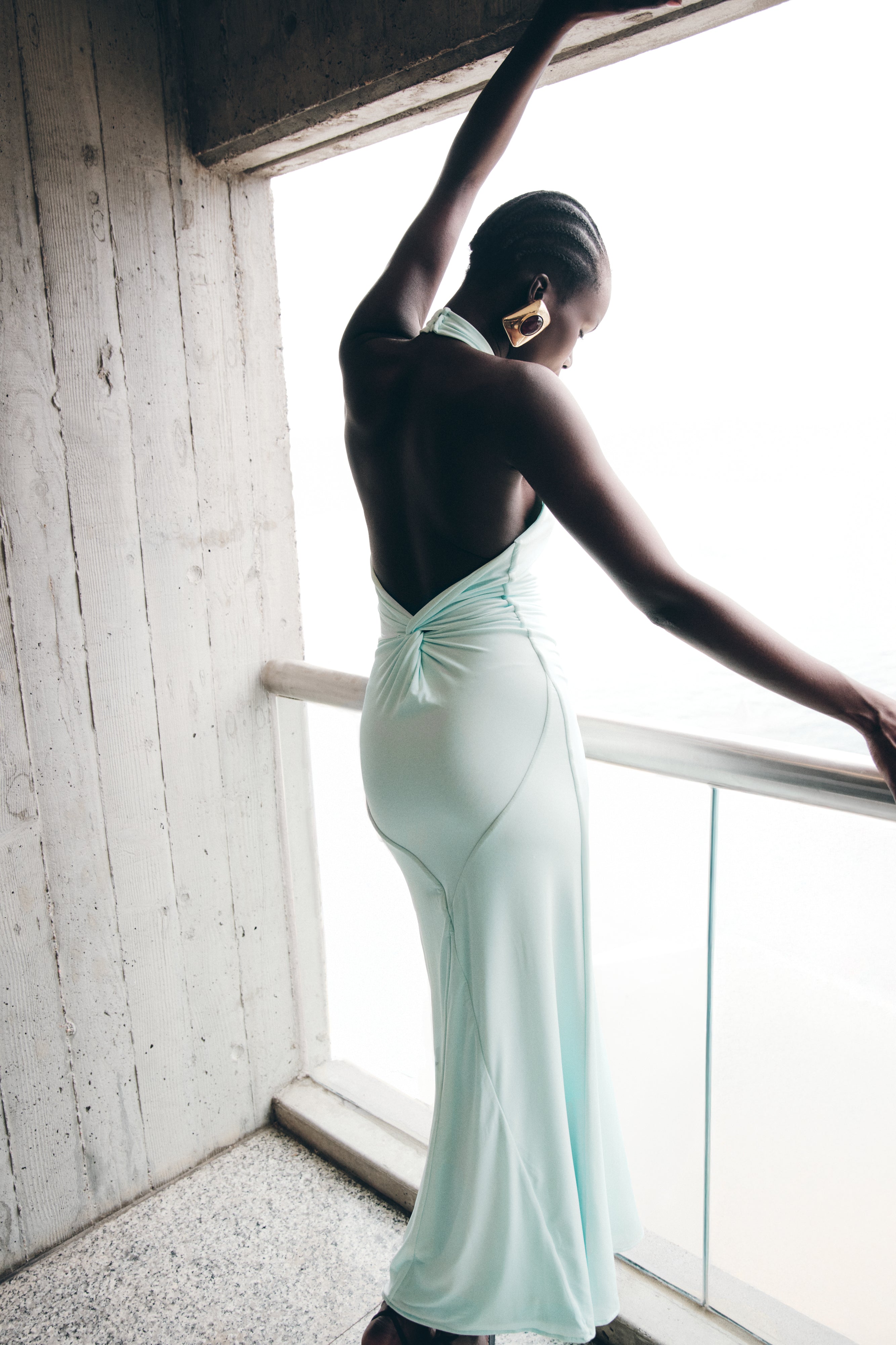 Elyna Slinky Halter Maxi Dress - Lagoon