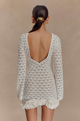 Aileen Ruffle Crochet Mini Dress - Ivory
