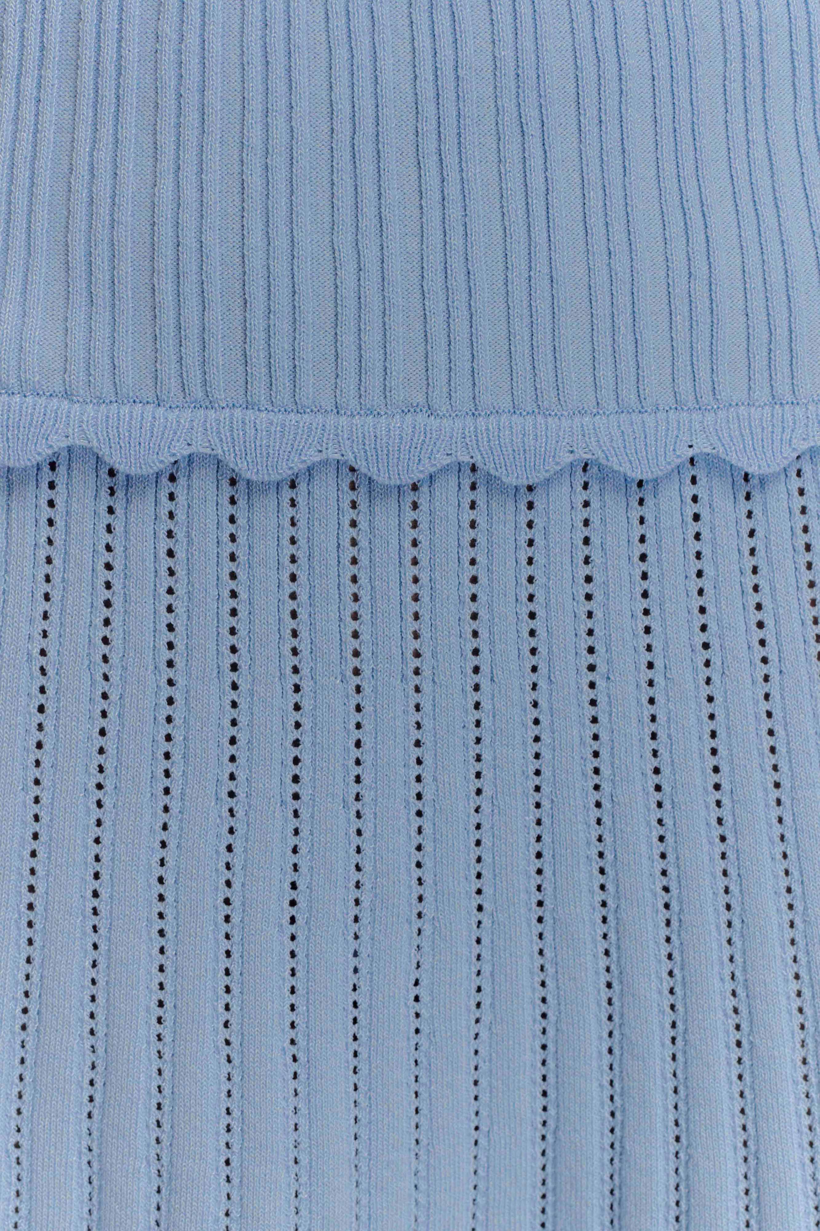 Indy Pointelle Knit Mini Skirt - Cornflower Blue