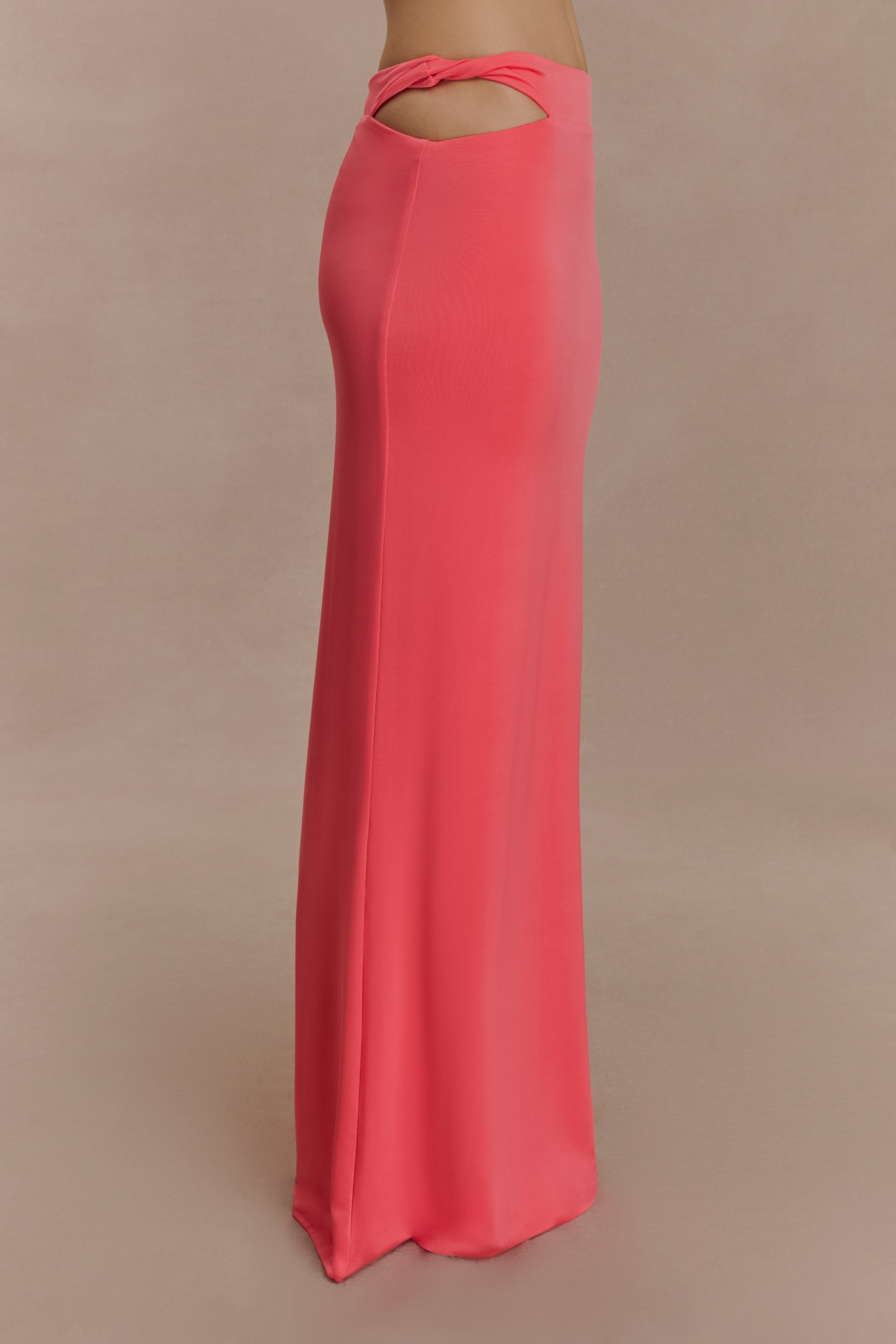 Haven Slinky Twist Midi Skirt - Coral