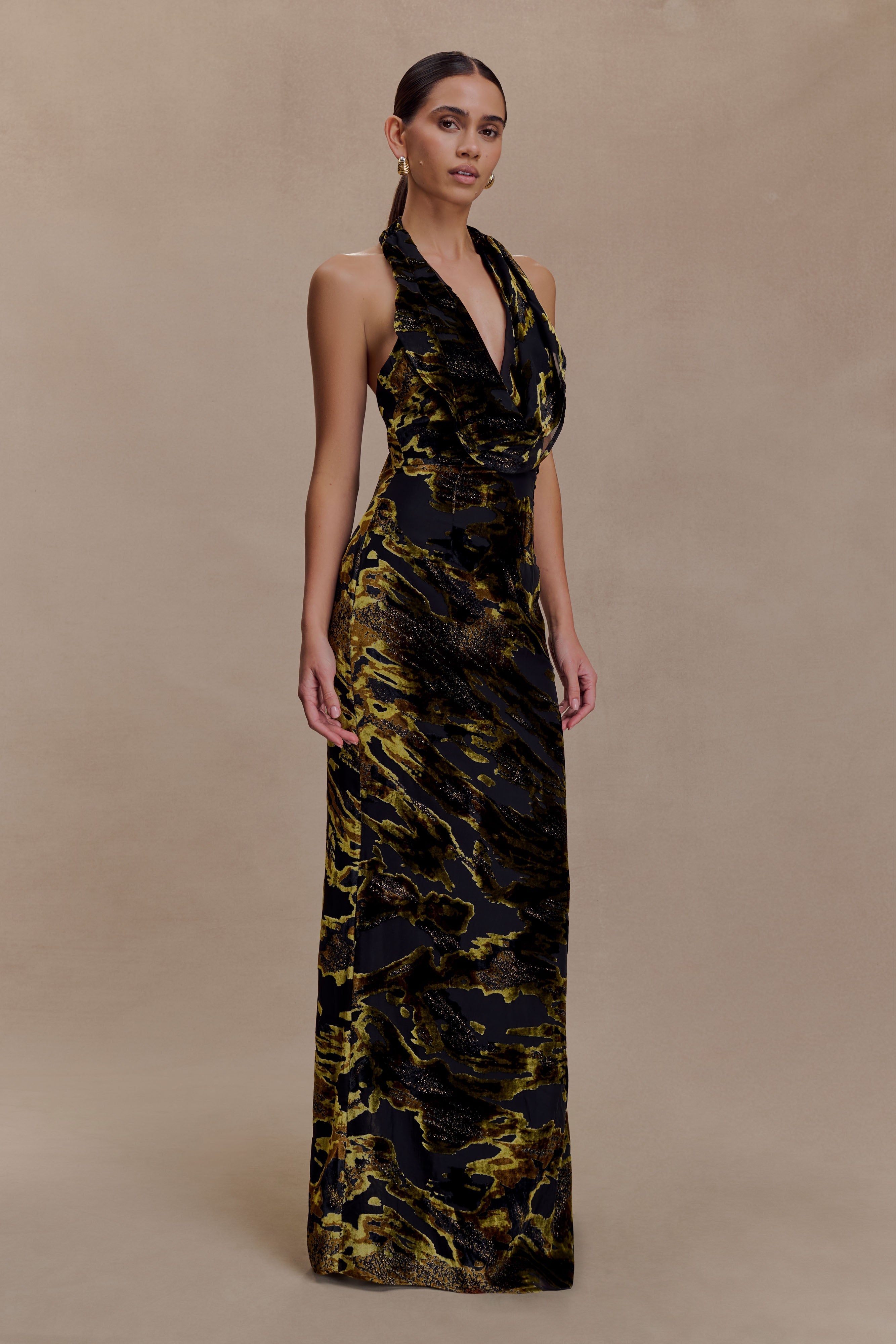 Talila Cowl Front Maxi Dress - Velvet Burnout