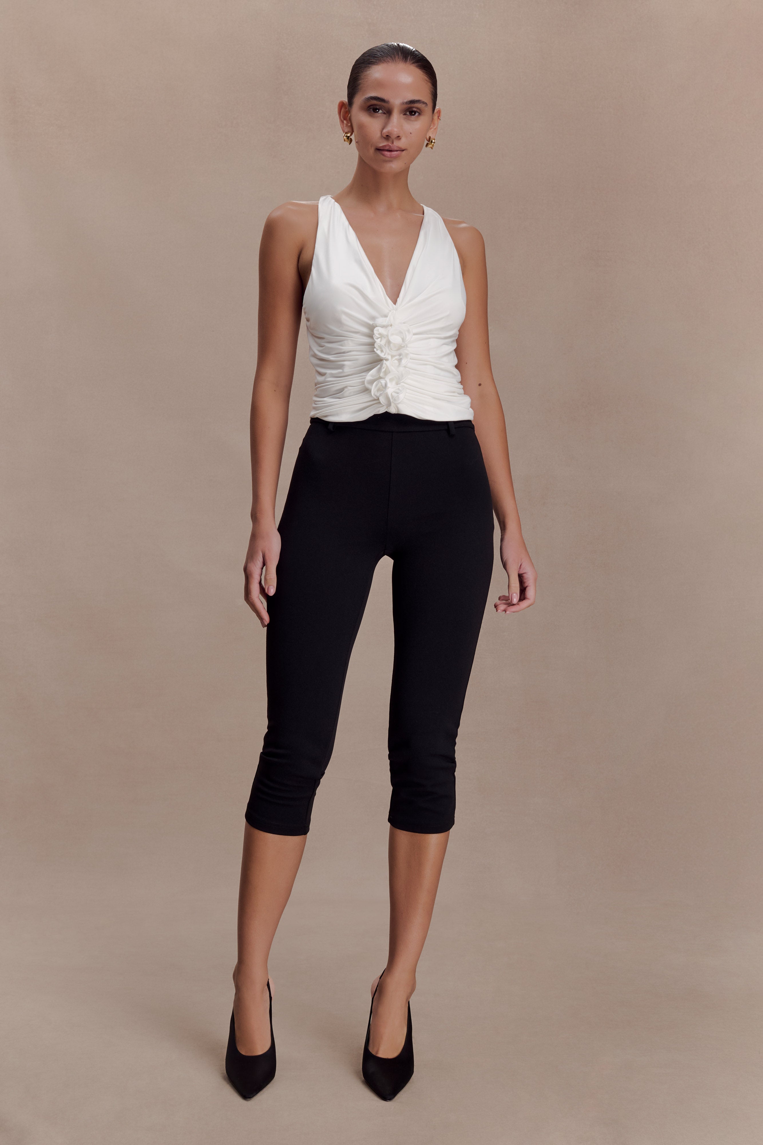 Alessandra Slinky Ruffle Top - Ivory