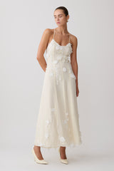 Odette Floral Lace Midi Dress - Buttermilk